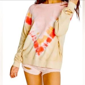 Wildfox Women's Pink Wash‎ Tie-Dye Distressed Sommers Sweatshirt Medium Size NWT